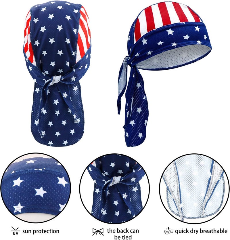 GUIFIER 4 Pack Do Rag/Dew Rag Beanie Cap Hat Chemo Cap Skull Cap for Men and Women - Image 2